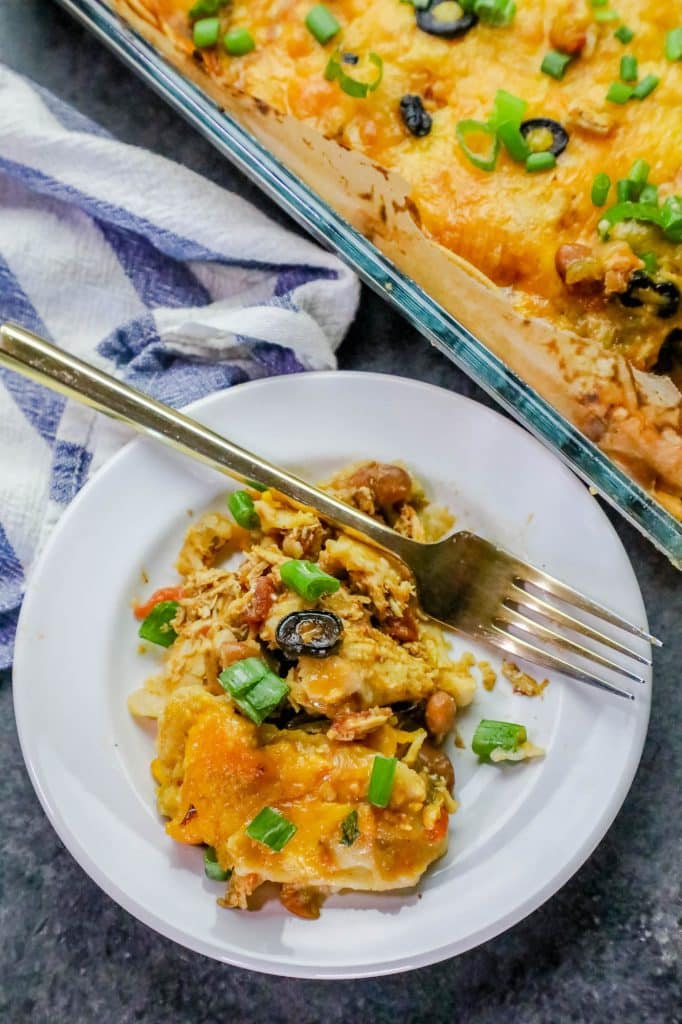 Easy Chicken Enchilada Pie Bake Green Chile Cheesy Layered Enchilada Pie Casserole