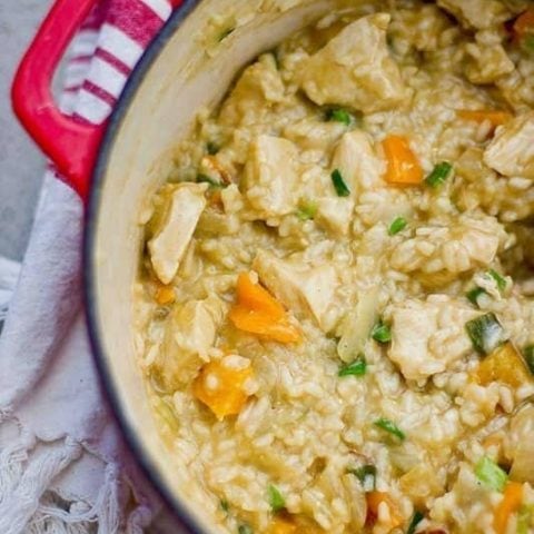 Easy One Pan Chicken Risotto Dinner Recipe - Under 30 Minutes!