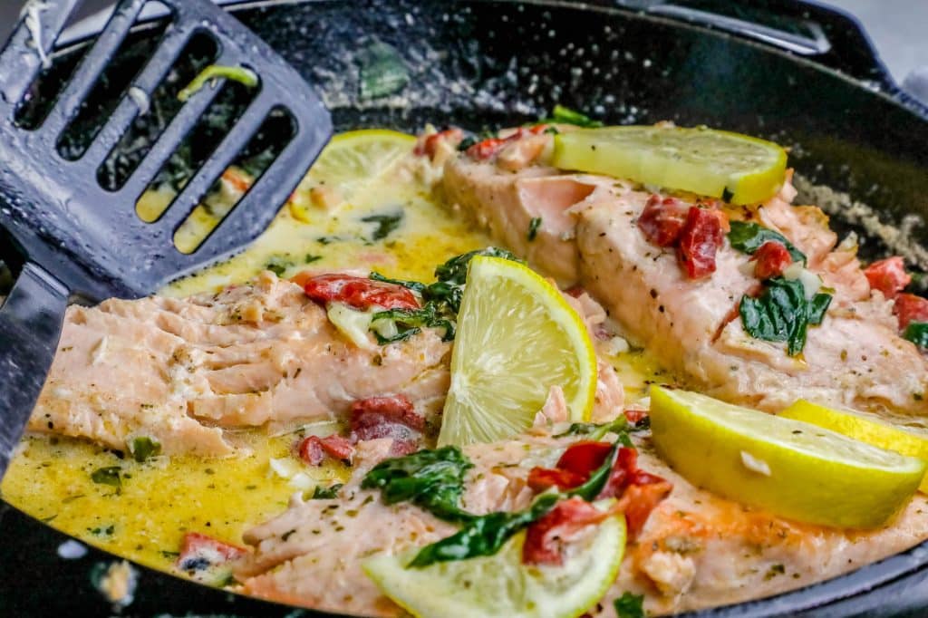 One Pot Creamy Lemon Salmon Florentine Recipe