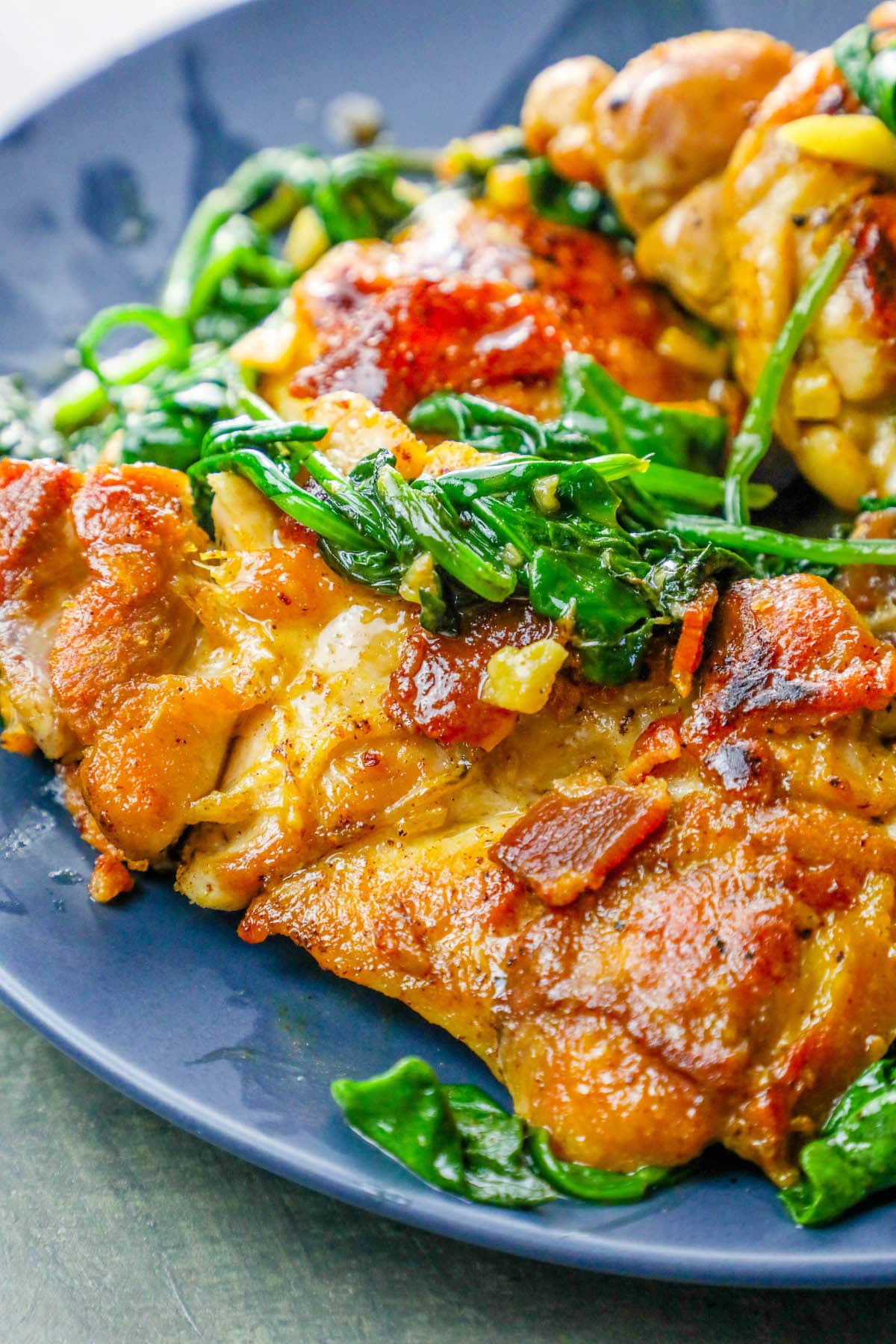 One Pot Bacon Garlic Chicken And Spinach Dinner