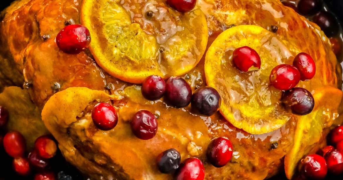 Slow Cooker Orange Cranberry Ginger Glazed Ham ⋆ Sweet C's Designs
