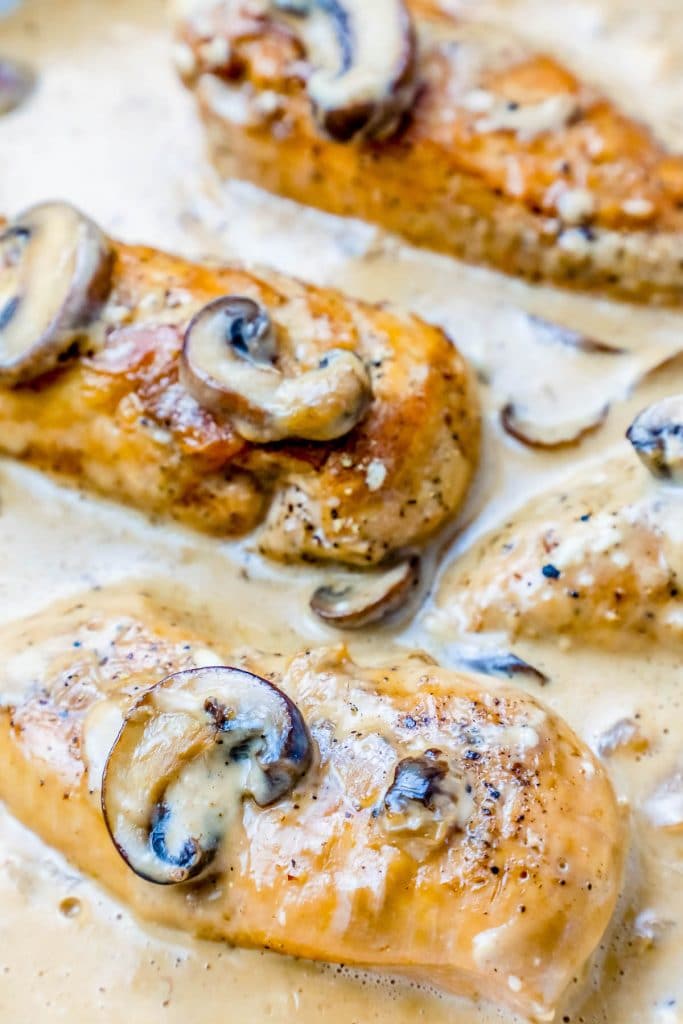 chicken in creamy sauce with mushrooms