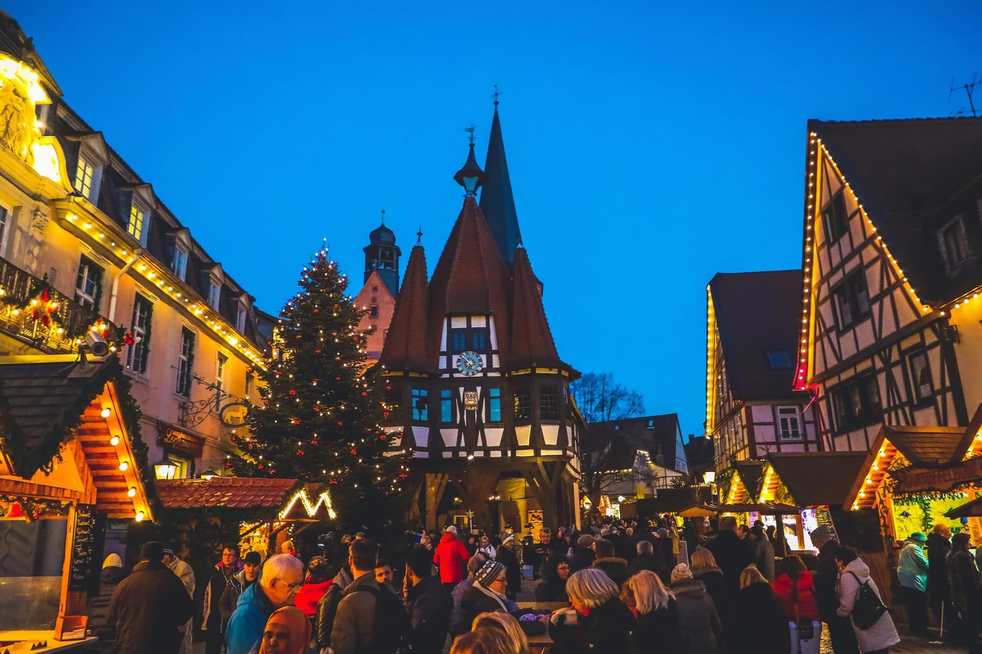 A Christmas market in a small town in Germany as part of an epic Europe trip.