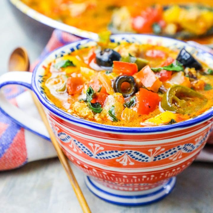 One Pot Cheesy Chicken Taco Skillet Soup