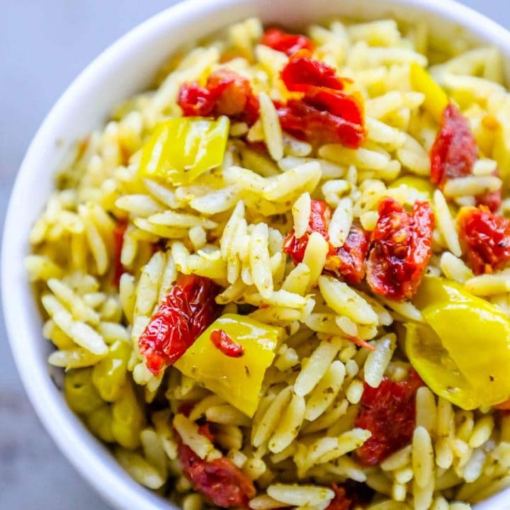 Orzo With Sun Dried Tomatoes and Basil Pesto
