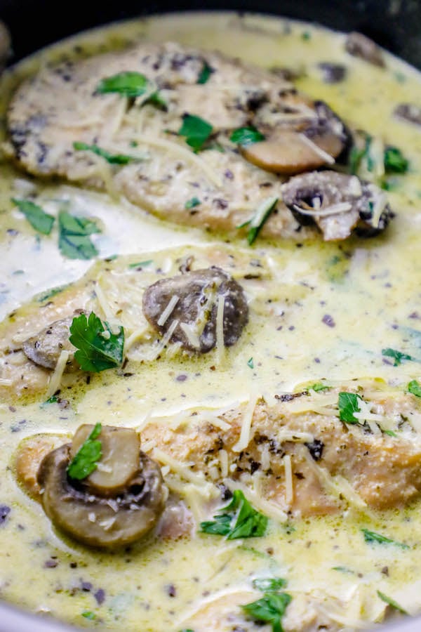 Easy Low Carb One Pot Slow Cooker Creamy Chicken Marsala