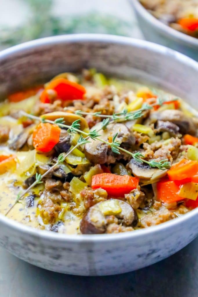 20 Minute Creamy Sausage and Mushroom Soup Sweet Cs Designs