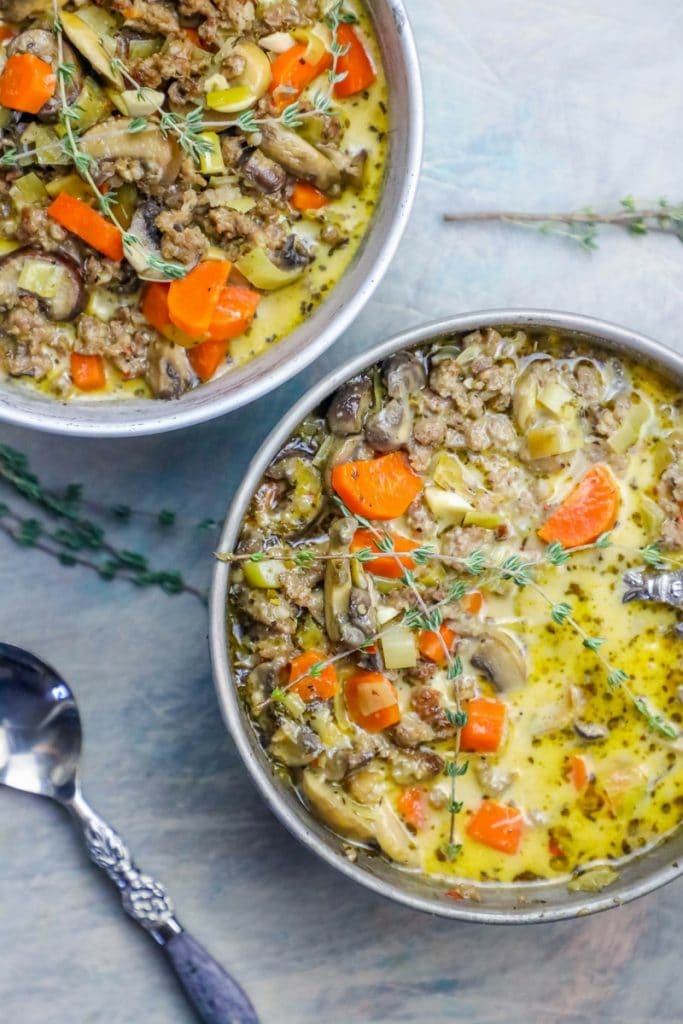 20 Minute Creamy Sausage and Mushroom Soup Sweet Cs Designs