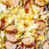Saint Particks Day Cabbage Recipe: Delicious slow cooker dish with sausage and cabbage.