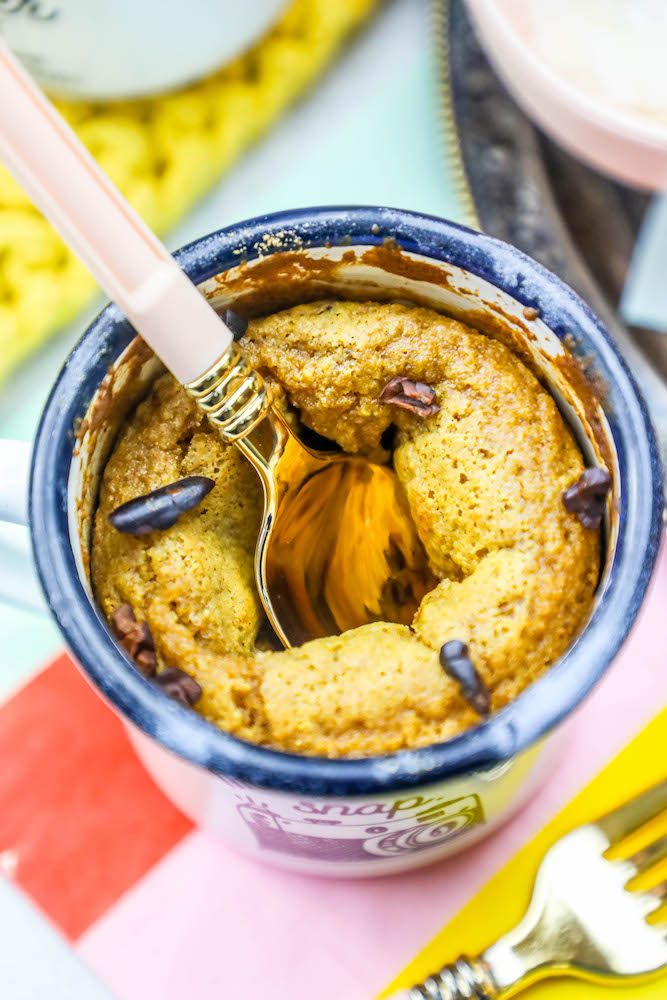 Easy Keto Microwaveable Chocolate Chip Cookie in a Mug Sweet Cs Designs