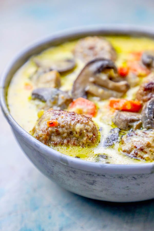 40 Minute One Pot Creamy Meatball Soup Recipe Keto Diet Compatible