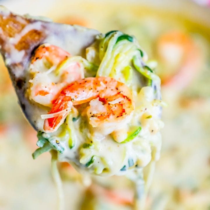 Easy One Pot Creamy Shrimp Alfredo with Zucchini Noodles Recipe
