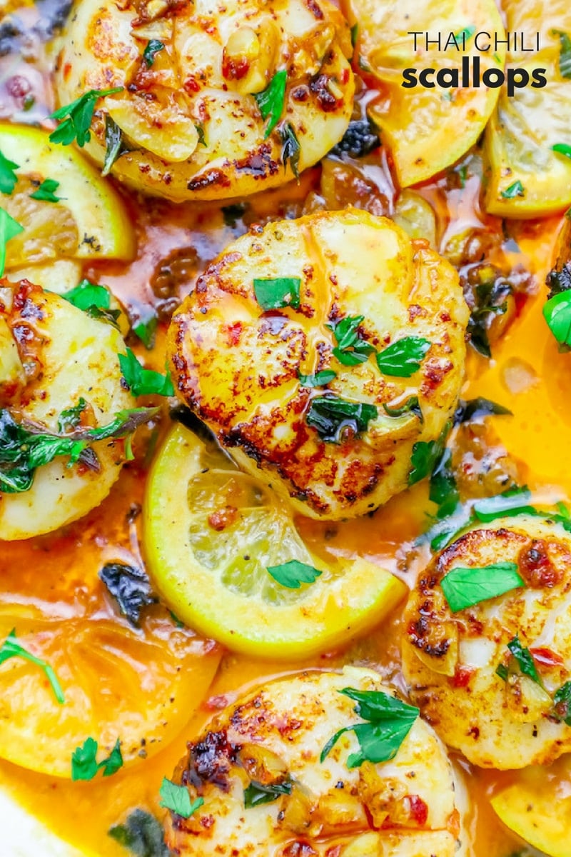 The Best 10 Minute Pan Seared Thai Chili Scallops Recipe