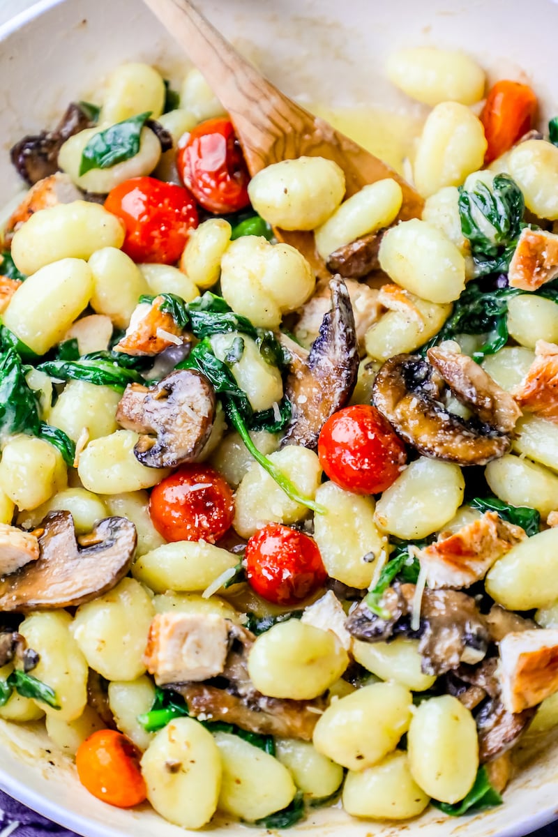 closeup picture of gnocchi in pan 