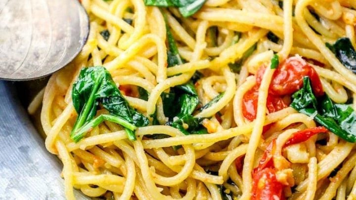 Spinach Parmesan Garlic Butter Spaghetti Recipe