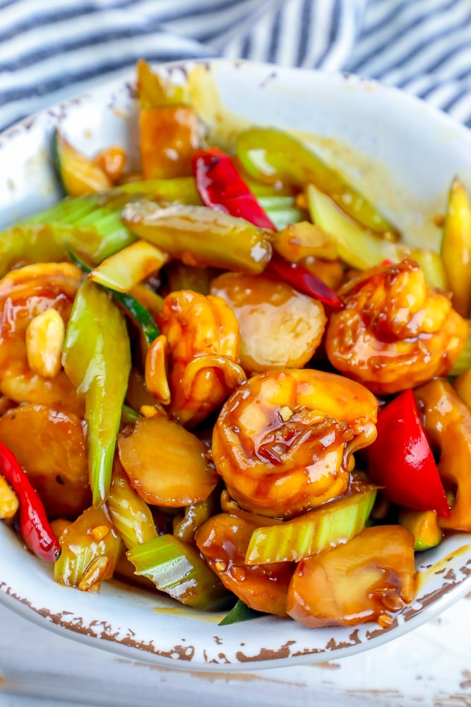 shrimp and vegetables in kung pao sauce