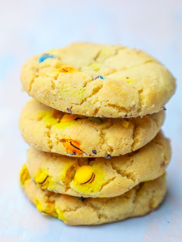 A stack of colorful sprinkle cookies.