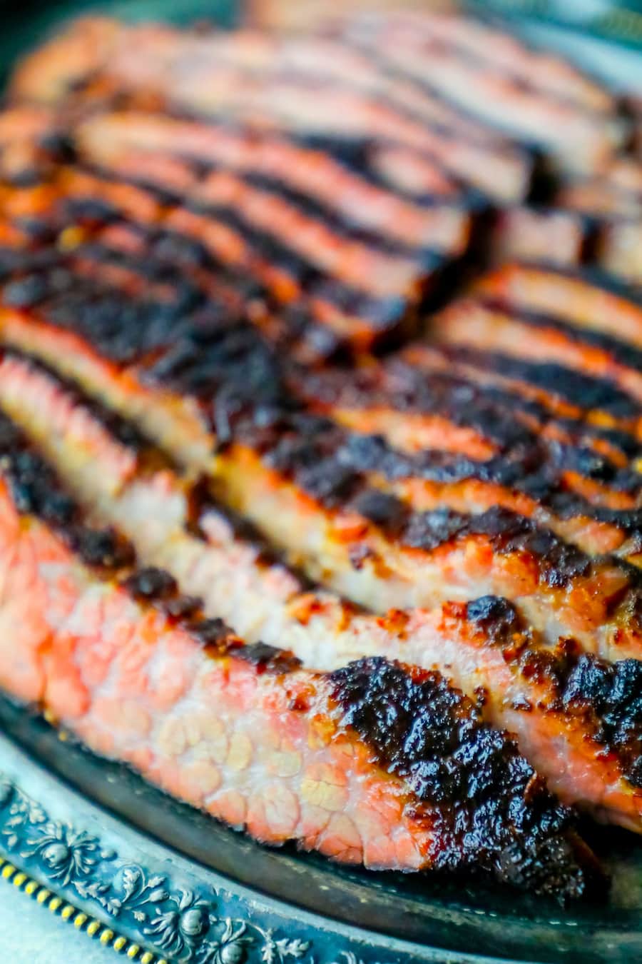 smoked brisket sliced on a plate