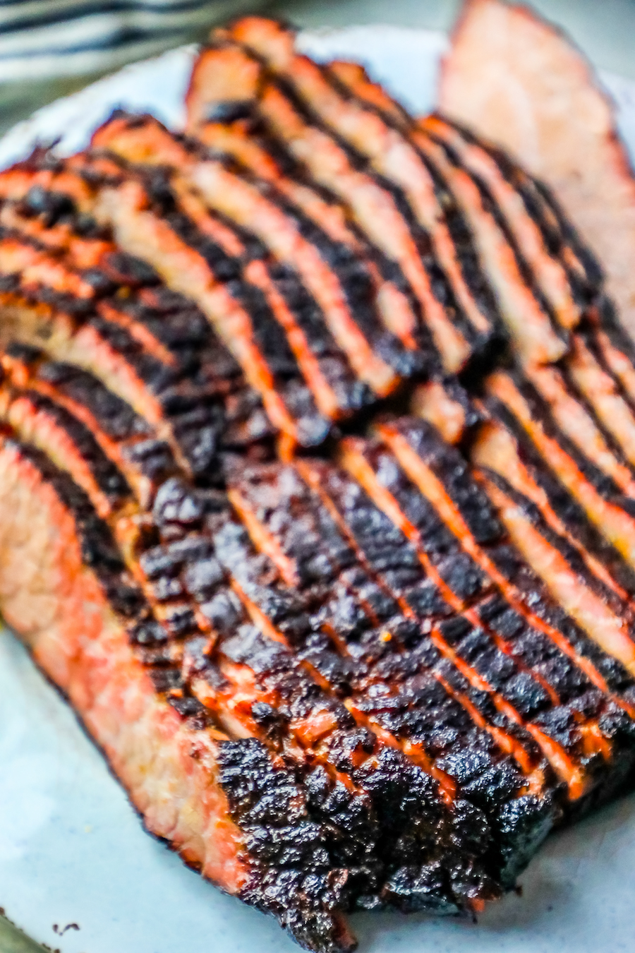 smoked brisket sliced on a plate