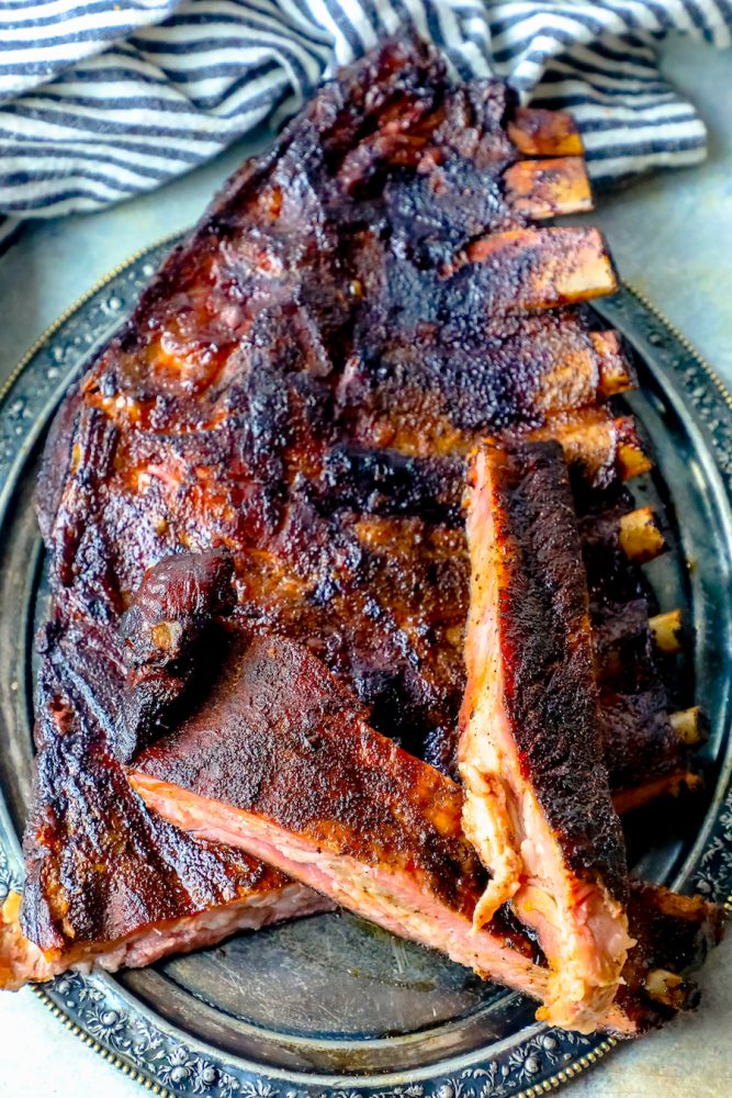 picture of a rack of smoked ribs on a platter