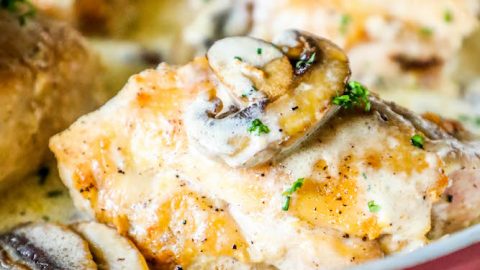One Pot Creamy Garlic Chicken Thighs and Mushrooms Recipe