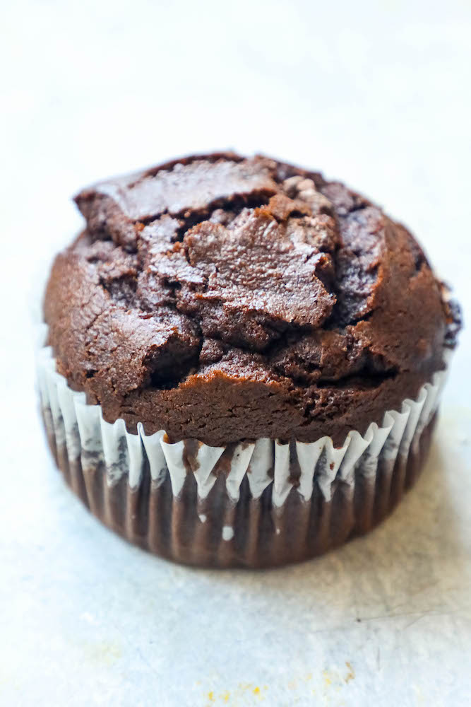 up close picture of chocolate muffin