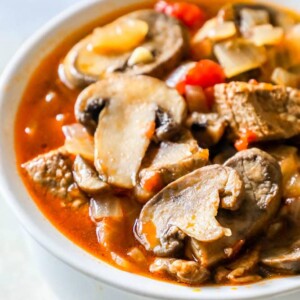 Low carb steak and mushroom soup.