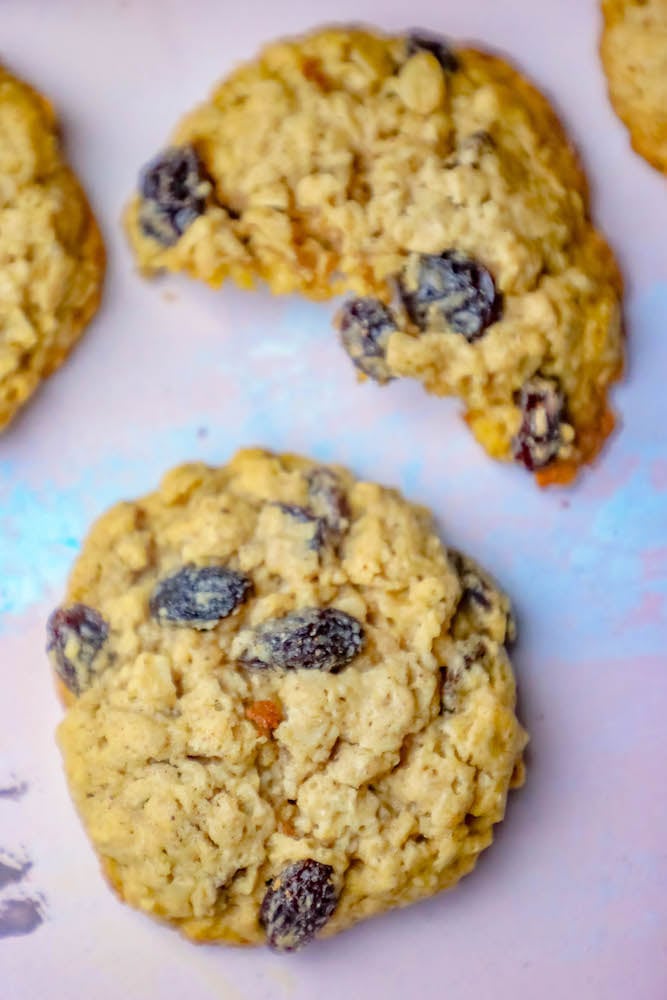 raisin oatmeal cookie up close 