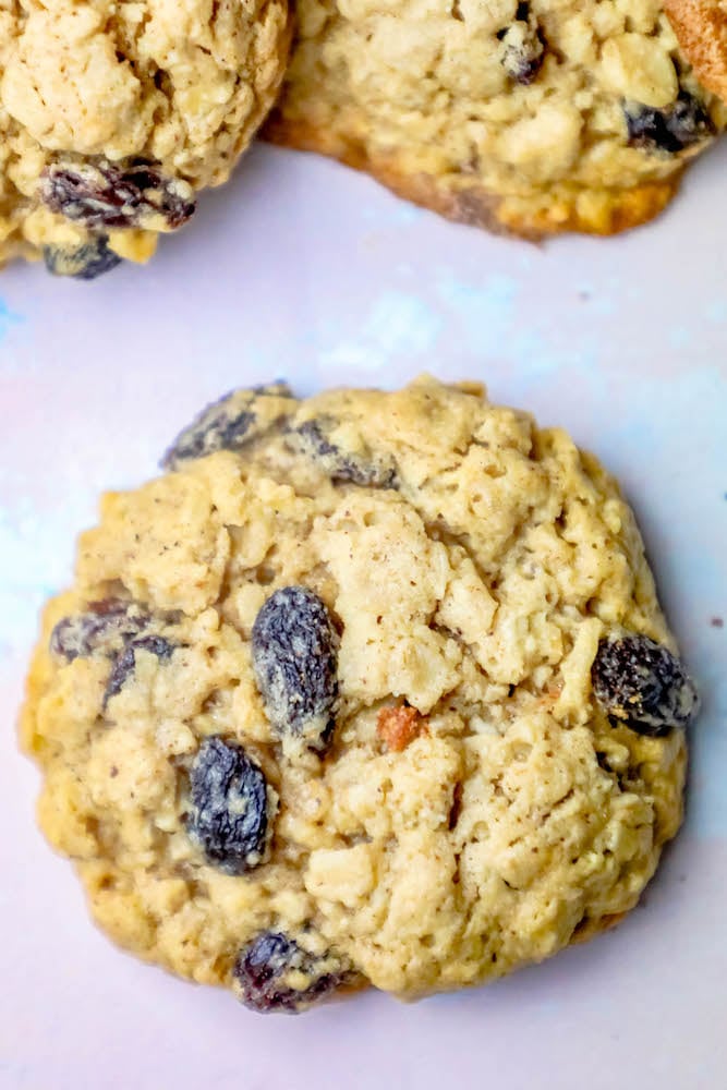 up close oatmeal raison cookie