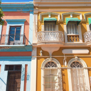 Colorful buildings with balconies on a sunny day while cruising the West Coast with Princess Cruises.