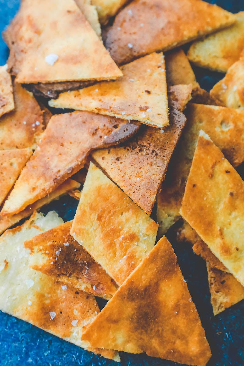 Picture of keto tortilla chips on a plate 