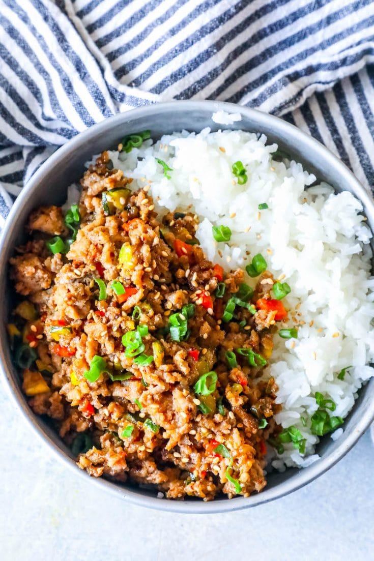 Easy Mongolian Turkey and Rice Bowls - Sweet Cs Designs