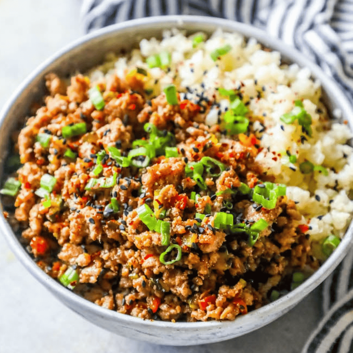 Keto Teriyaki Turkey Rice Bowl
