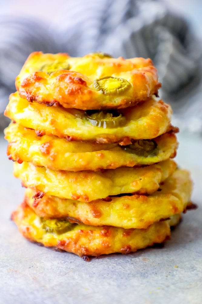 stack of cheese rolls with jalapenos