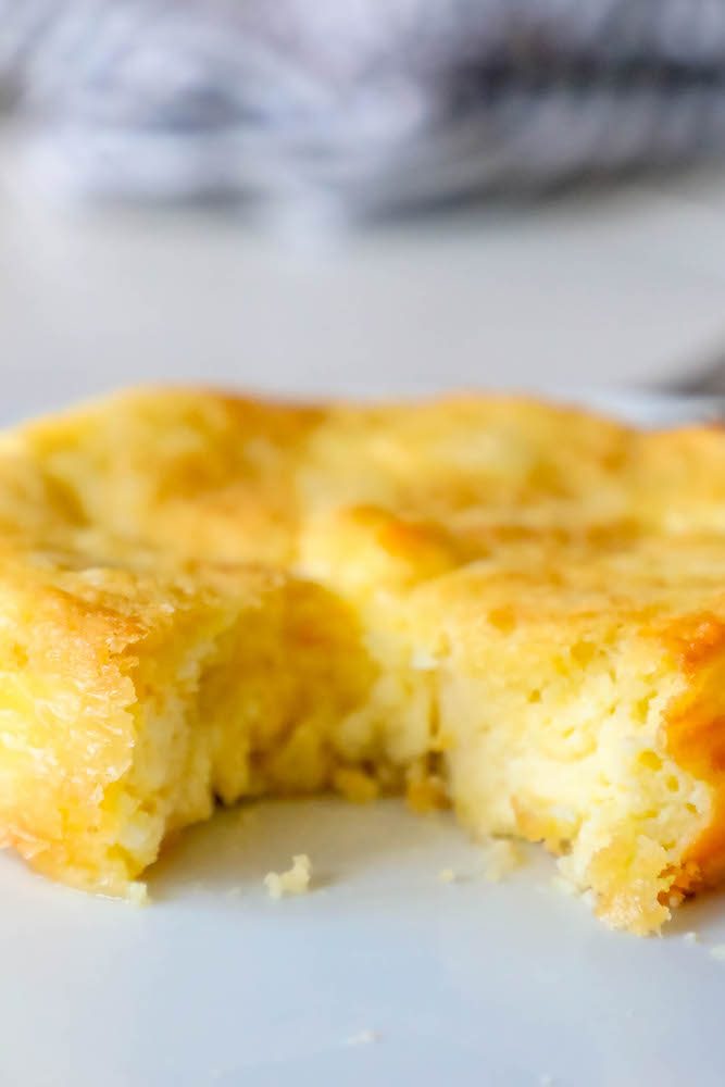 picture of keto butter cake with a bite out of it 