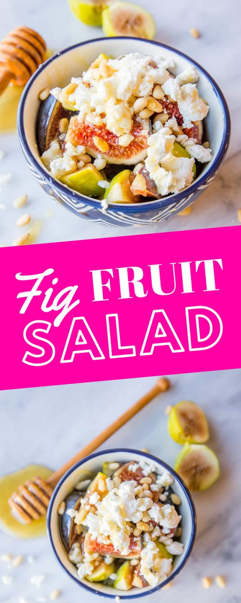 Fig and Honey Fruit Salad with Chevre and Pine Nuts