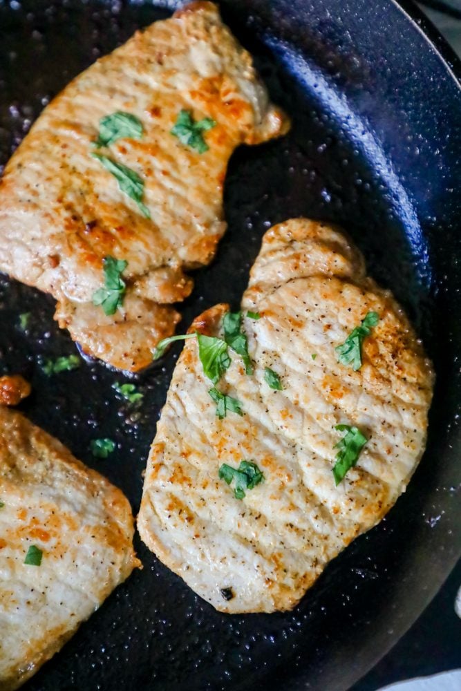 Thin pork chops should be grilled hot and fast, while thicker cuts, anything over an inch, should be seared first and finished off over a cut from the center loin this pork chop has both loin and tenderloin sections. Thin Inner Cut Porkchops Receipe . The Best Pan Fried Pork Chops Recipe Sweet Cs Designs