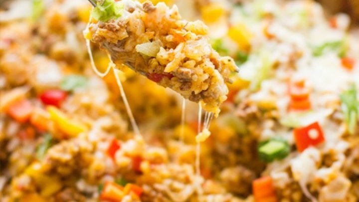 One Pot Spicy Taco Rice Skillet