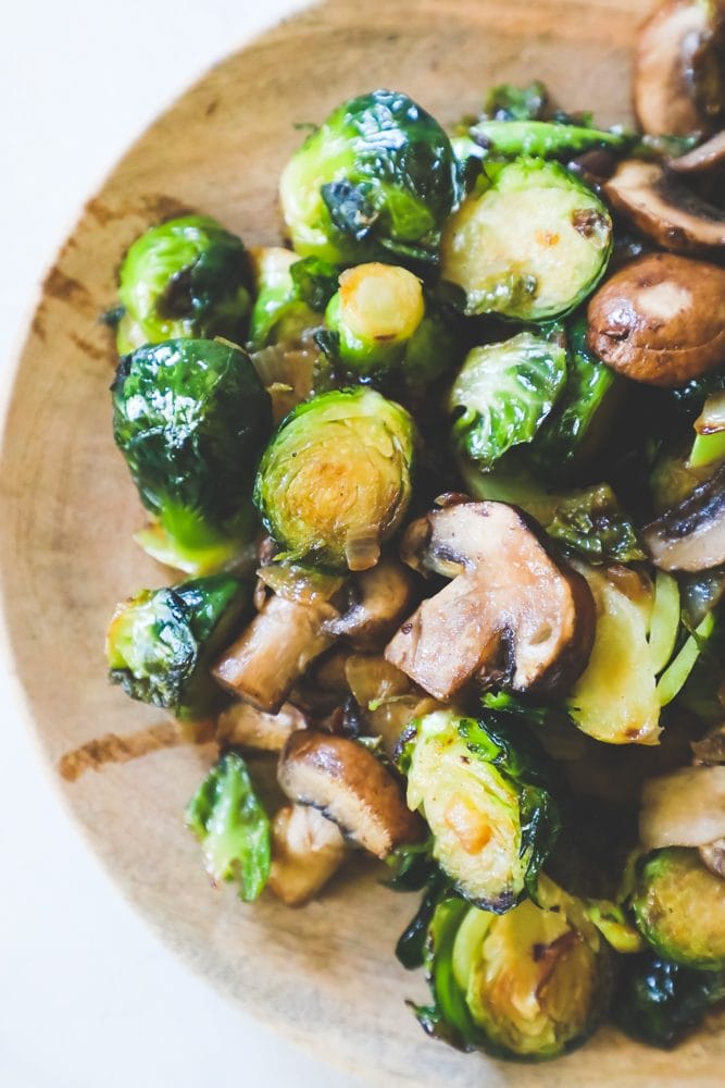 roasted Brussel sprouts and mushrooms