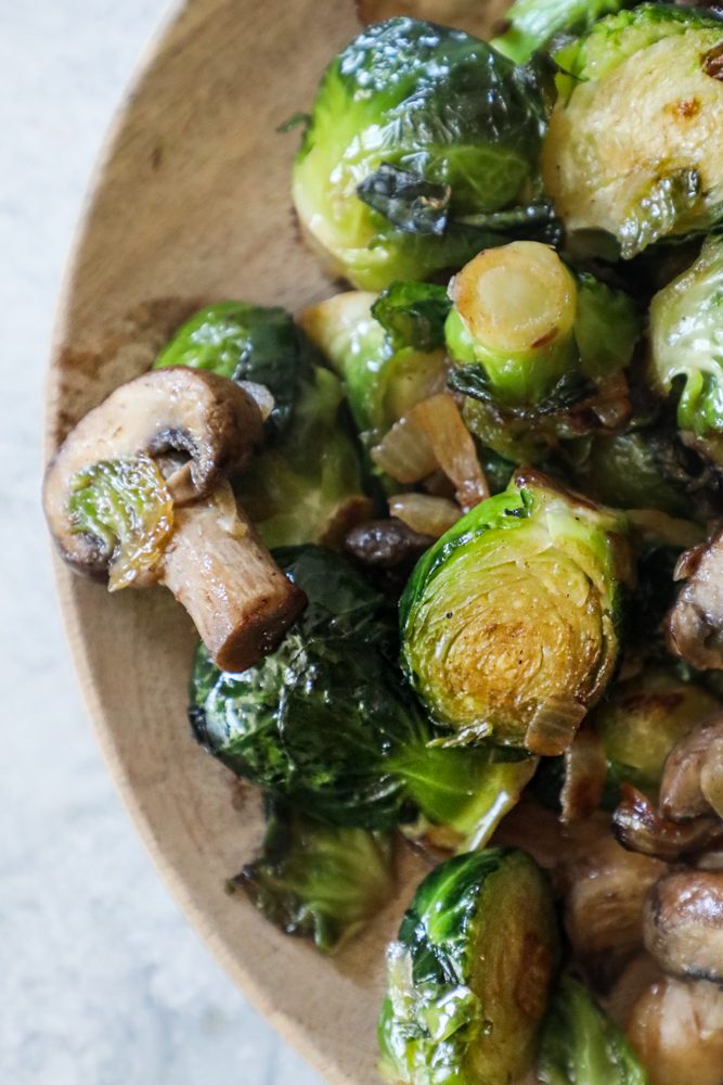 roasted Brussel sprouts and mushrooms