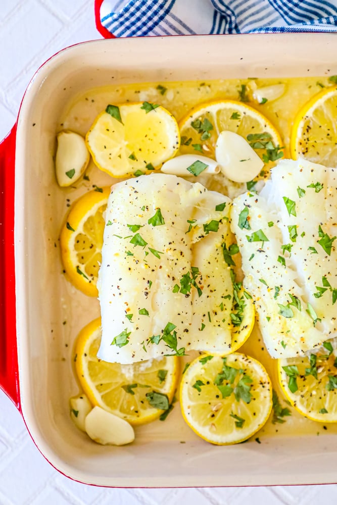 Easy Lemon Garlic Baked Cod Recipe - Sweet Cs Designs