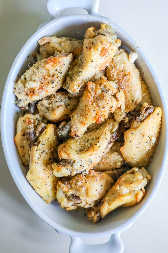 picture of parmesan chicken wings on a plate