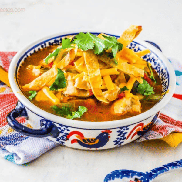 Chicken enchilada soup with a twist of Tortilla Soup.