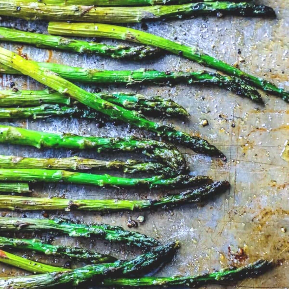 picture of roasted asparagus on a sheetpan