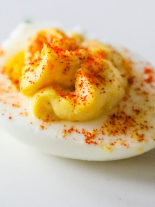 deviled egg seasoned with paprika