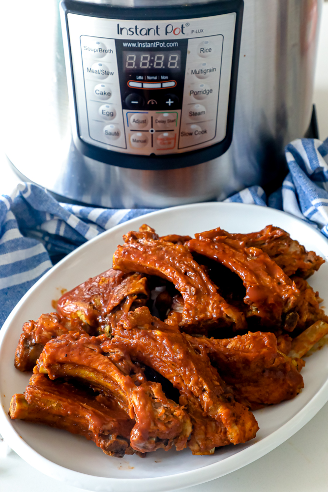 picture of ribs in front of instant pot