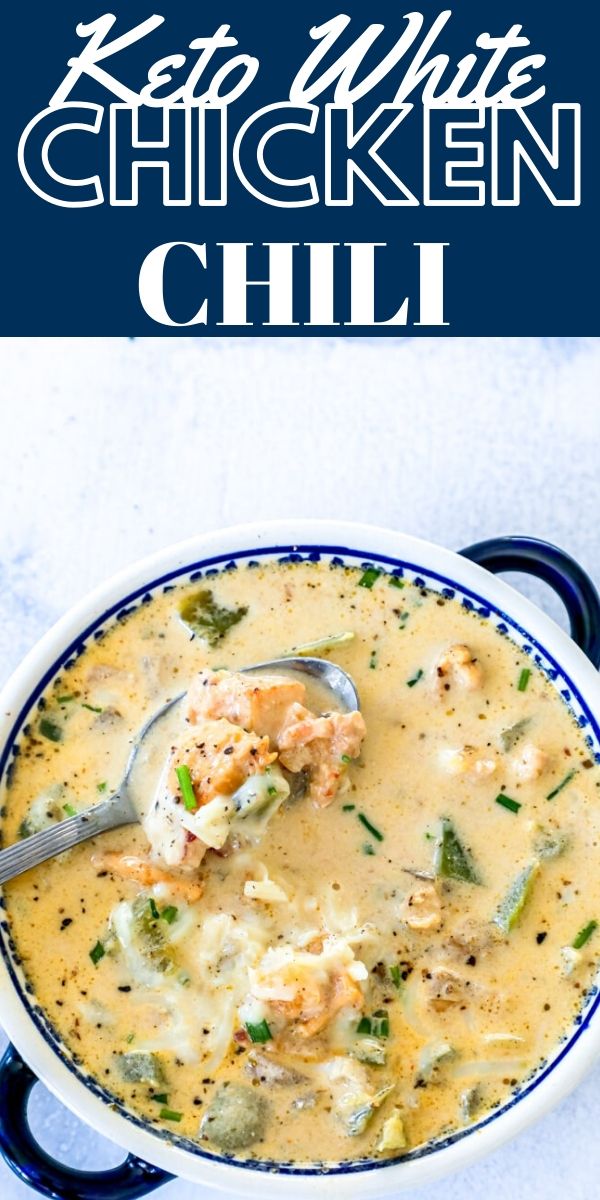 white chicken chili in a bowl with a spoon picture