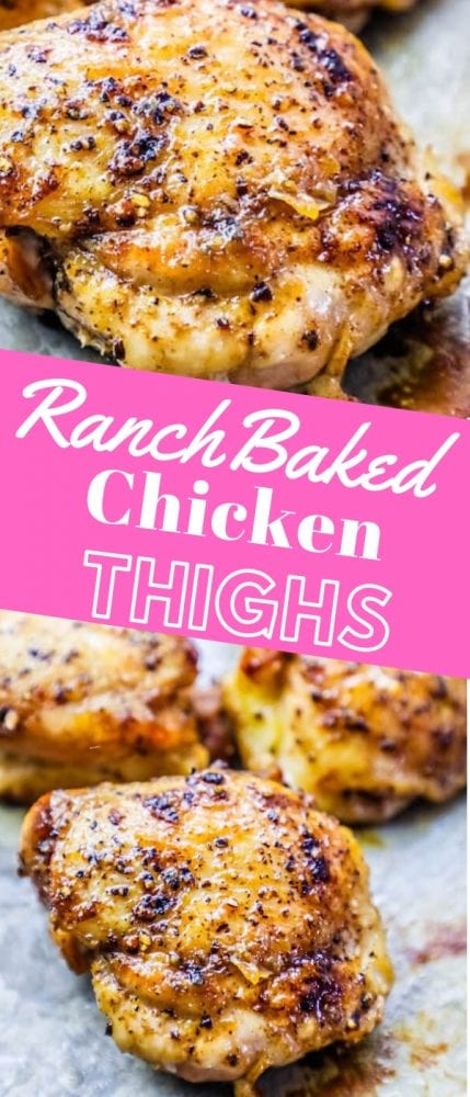 four ranch chicken thighs on a baking sheet