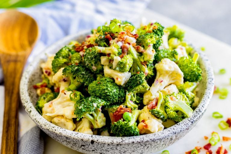 The Best Creamy Broccoli Cauliflower Salad Recipe Sweet Cs Designs