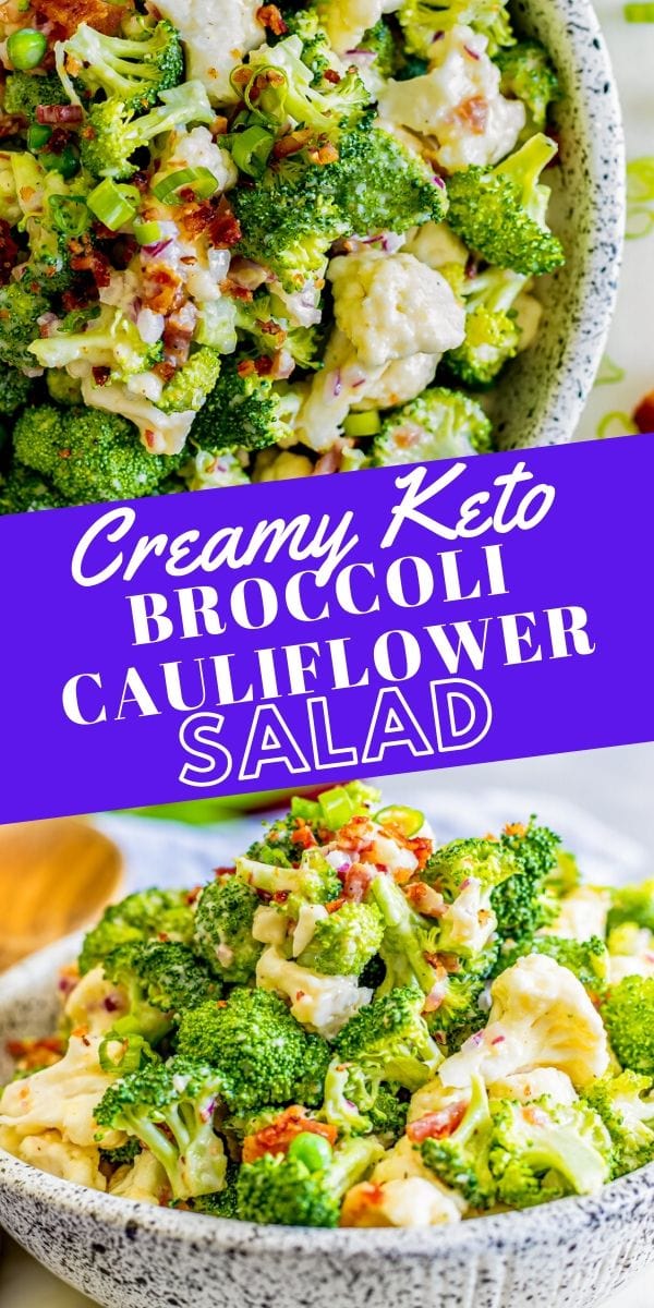 pictures of broccoli cauliflower salad in a bowl 